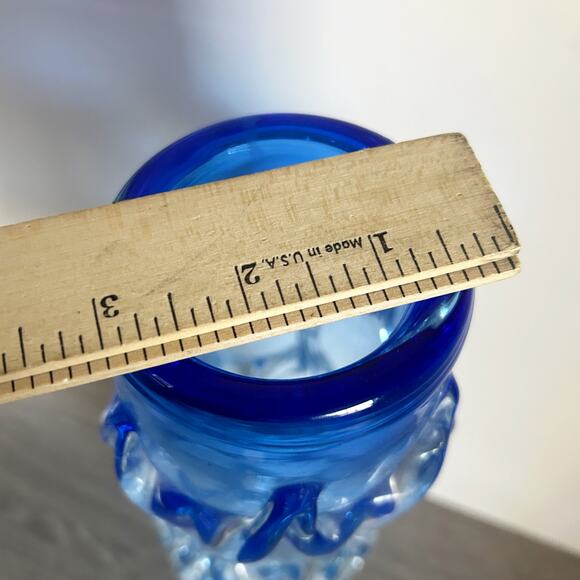 Vintage Hand Made Cobalt Blue Ombré “Web” Italian Art Glass Vase Pair 13” - Picture 8 of 12